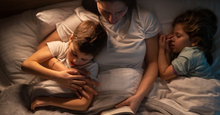 young mother reading stories