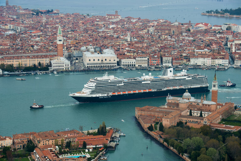 aerial view of holland america line cruise ship on the grand canal in venice source carnival corp